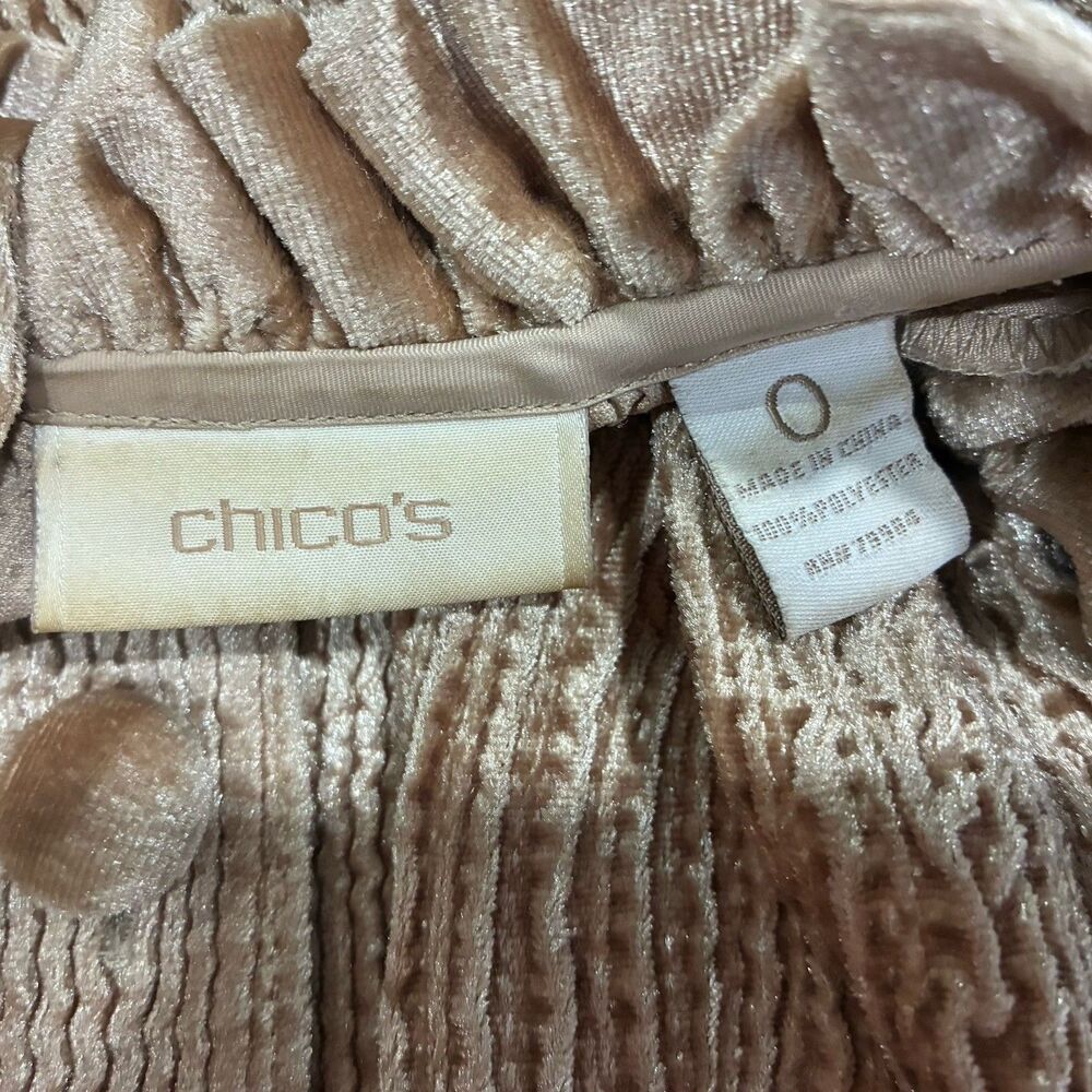 Chico's Fairy Coquette Crushed Velvet Jacket Textured Beige Size 0 Small - Picture 7 of 7